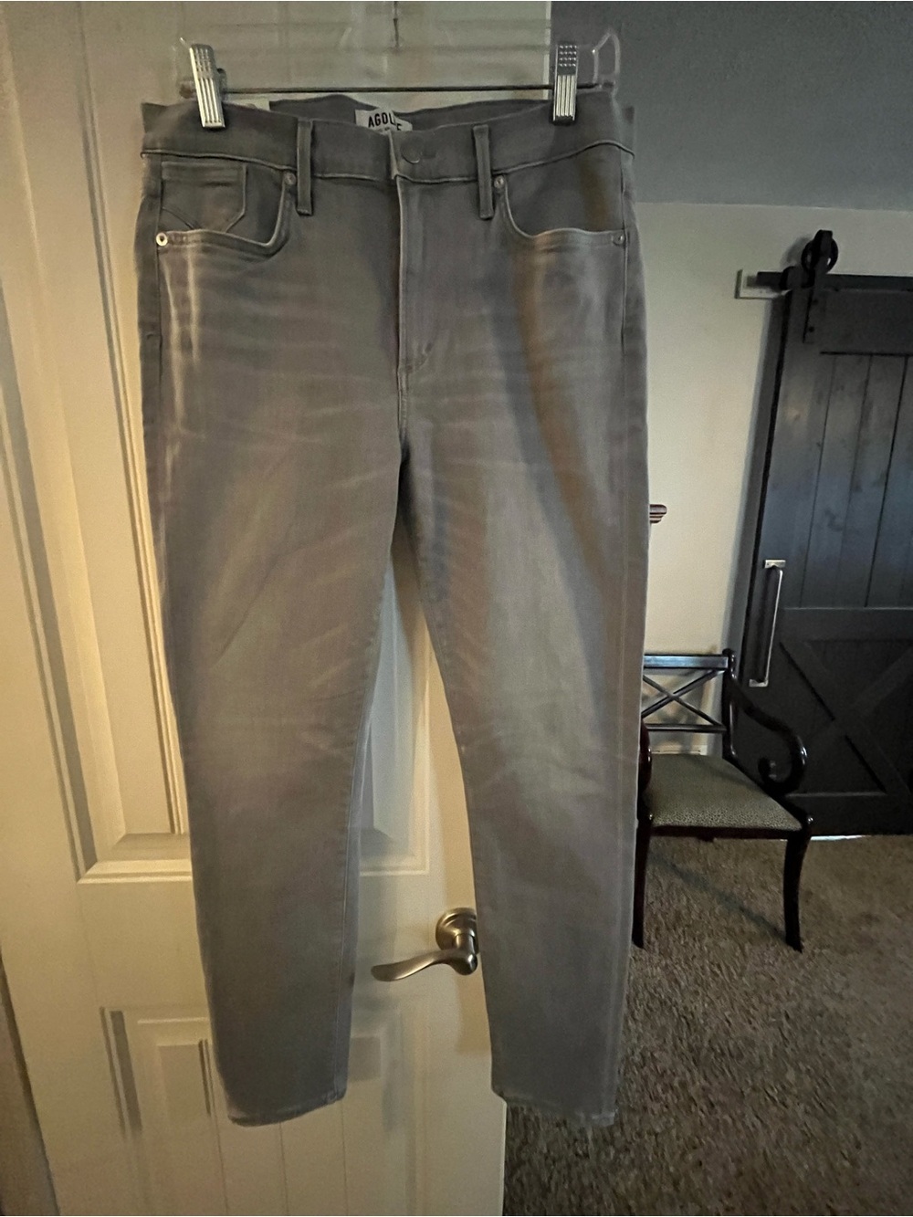 Agolde Sophie Hi-Rise Skinny Jeans in Light Gray, waist 32